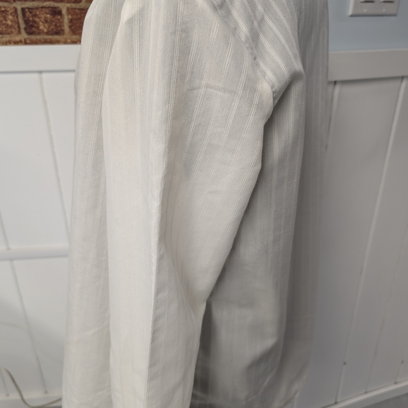 Vintage White Striped Maternity Ruffled Bib Collar Blouse, Original Owner - Picture 13 of 17